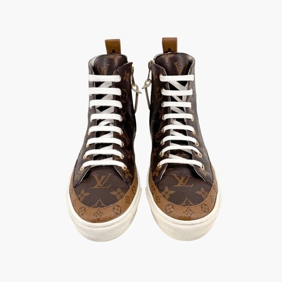 Louis Vuitton Stellar High Top Sneaker Boots Size 36.5 US 6.5 Brown LV Monogram - Picture 3 of 15